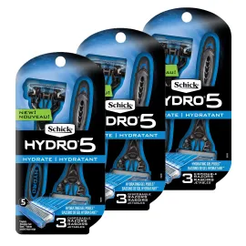 Schick Hydro 5 Disposable Razors for Men with Flip Beard Trimmer, 9 Count (Pack of 1)