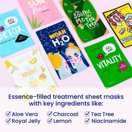 FACETORY K Beauty Face Mask Skin Care - BEST OF 7 COLLECTION Sheet Mask Set | Natural Premium Korean Face Mask For All Skin Types - No Sulfates No Parabens (7 pc) FACETORY K Beauty Face Mask Skin Care - BEST OF 7 COLLECTION Sheet Mask Set | Natural Premium Korean Face Mask For All Skin Types - No Sulfates No Parabens (7 pc)