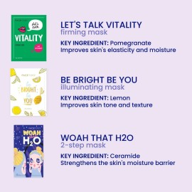 FACETORY K Beauty Face Mask Skin Care - BEST OF 7 COLLECTION Sheet Mask Set | Natural Premium Korean Face Mask For All Skin Types - No Sulfates No Parabens (7 pc) FACETORY K Beauty Face Mask Skin Care - BEST OF 7 COLLECTION Sheet Mask Set | Natural Premium Korean Face Mask For All Skin Types - No Sulfates No Parabens (7 pc)