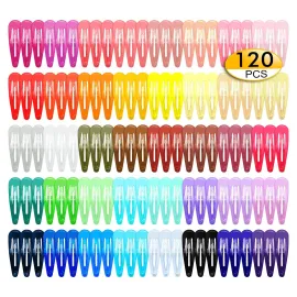 120 Pack Colorful Barrettes, 2 Inch Barrettes Metal Snap Hair Clips Candy Color Hair Accessories for Kids Teens, Toddlers,Women(40 Colors)