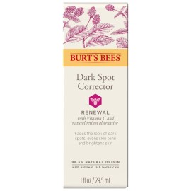 Burt\'s Bees Renewal Dark Spot Corrector With Natural Retinol Alternative and Vitamin C, Reduces Appearance of Dark Spots and Uneven Skin Tone, 98.6 Percent Natural Origin Skin Care, 1 fl. oz. Bottle