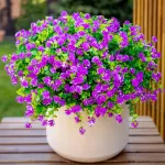 Artificial Flowers for Outdoors UV Resistant - 12 PCS Bundles Faux Fake Outdoor Plants Plastic Flowers Bushes Shrubs No Fade Artificial Greenery Home Porch Stems Outside Window Box Decor(Magenta)
