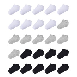 Duufin 25 Pairs Toddler Ankle Socks Toddlers Low Cut Half Cushion Socks Low Rise Ankle Sock for Boys Girls(2-4T,Basic Colors)