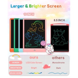 FLUESTON LCD Writing Tablet, Doodle Board Toys Gifts for 3-8 Year Old Girls Boys, 10 Inch Colorful Electronic Board Drawing Pad for Kids, Gifts for Toddler Educational Learning Travel Birthday, Pink