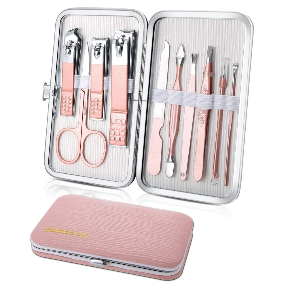 Manicure Set, Travel Mini Nail Clippers Kit Pedicure Care Tools, 10pcs Stainless Steel Grooming kit (Pink) Manicure Set, Travel Mini Nail Clippers Kit Pedicure Care Tools, 10pcs Stainless Steel Grooming kit (Pink)