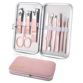 Manicure Set, Travel Mini Nail Clippers Kit Pedicure Care Tools, 10pcs Stainless Steel Grooming kit (Pink) Manicure Set, Travel Mini Nail Clippers Kit Pedicure Care Tools, 10pcs Stainless Steel Grooming kit (Pink)