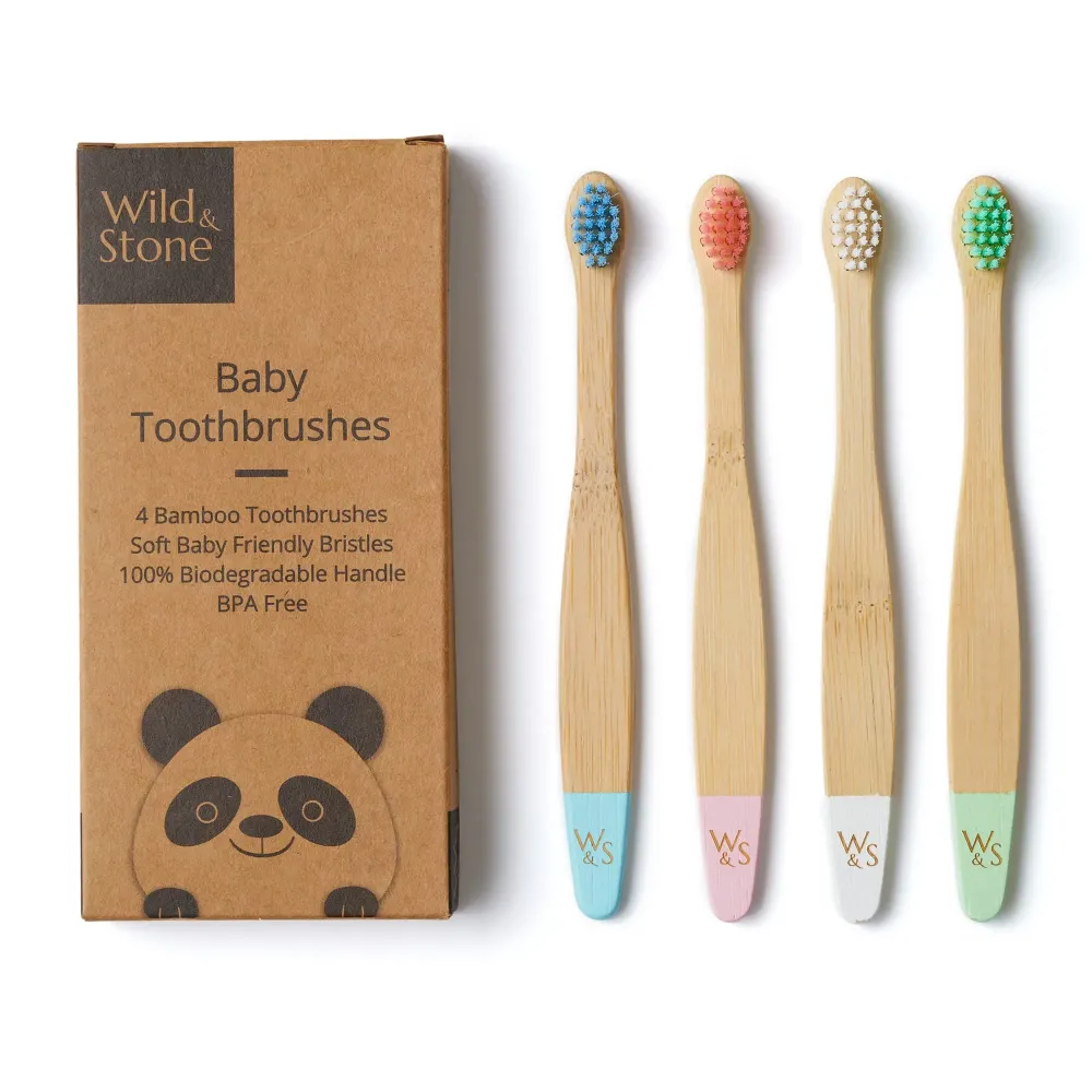 Wild & Stone Organic Baby Bamboo Toothbrushes | 4 Pack | Soft Bristles | 100% Compostable Handle | BPA Free | Vegan Baby Toothbrushes (Multicolour) Wild & Stone Organic Baby Bamboo Toothbrushes | 4 Pack | Soft Bristles | 100% Compostable Handle | BPA Free | Vegan Baby Toothbrushes (Multicolour)