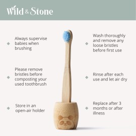 Wild & Stone Organic Baby Bamboo Toothbrushes | 4 Pack | Soft Bristles | 100% Compostable Handle | BPA Free | Vegan Baby Toothbrushes (Multicolour) Wild & Stone Organic Baby Bamboo Toothbrushes | 4 Pack | Soft Bristles | 100% Compostable Handle | BPA Free | Vegan Baby Toothbrushes (Multicolour)
