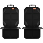 SMART ELF Car Seat Protector, 2Pack Seat Protector Protect Child Seats with Thickest Padding and Non-Slip Backing Mesh Pockets for Baby and Pet,Sedan SUV Truck (Black)