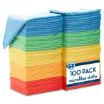 S&T INC. 100 Pack Microfiber Cleaning Cloth, Bulk Towels for Home, Reusable Microfiber Towels for Cars, Cleaning Rags, Assorted, 11.5 Inches x 11.5 Inches, 100 Count