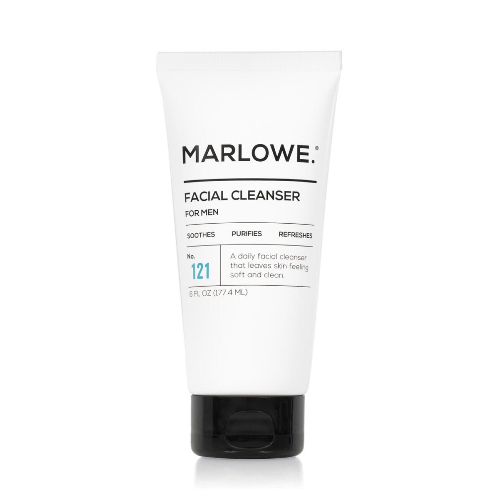 MARLOWE. No. 121 Facial Cleanser 6 oz, Daily Mens Face Wash with Natural Extracts & Antioxidants, Soothes, Purifies, Refreshes, Thick Lather, Fresh Woodsy Scent