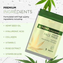 Azure Cosmetics Hemp Oil & Hyaluronic Acid Nourishing Facial Sheet - Anti Aging, Rejuvenating & Deeply Hydrating Mask - Reduces Fine Lines & Wrinkles, Locks in Moisture - Korean Skin Care - Pack of 5 Azure Cosmetics Hemp Oil & Hyaluronic Acid Nourishing Facial Sheet - Anti Aging, Rejuvenating & Deeply Hydrating Mask - Reduces Fine Lines & Wrinkles, Locks in Moisture - Korean Skin Care - Pack of 5