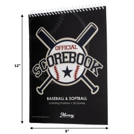 Murray Sporting Goods Baseball & Softball Scorebook - 35 Games Score Book - Score Keeping Book for Stats - Adult, Youth, Little League Baseball Softball Scorebook for Scorekeepers Murray Sporting Goods Baseball & Softball Scorebook - 35 Games Score Book - Score Keeping Book for Stats - Adult, Youth, Little League Baseball Softball Scorebook for Scorekeepers