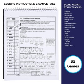 Murray Sporting Goods Baseball & Softball Scorebook - 35 Games Score Book - Score Keeping Book for Stats - Adult, Youth, Little League Baseball Softball Scorebook for Scorekeepers Murray Sporting Goods Baseball & Softball Scorebook - 35 Games Score Book - Score Keeping Book for Stats - Adult, Youth, Little League Baseball Softball Scorebook for Scorekeepers