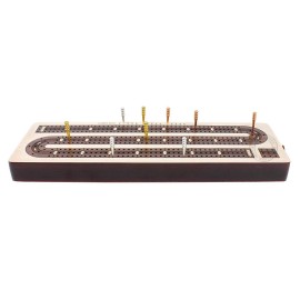 House of Cribbage - 3 Track Continuous Cribbage Board Inlaid in Rosewood - Maple Wood - Size: 12.5 Inches - Storage Drawer for Cribbage Pegs House of Cribbage - 3 Track Continuous Cribbage Board Inlaid in Rosewood - Maple Wood - Size: 12.5 Inches - Storage Drawer for Cribbage Pegs