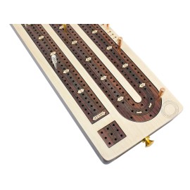 House of Cribbage - 3 Track Continuous Cribbage Board Inlaid in Rosewood - Maple Wood - Size: 12.5 Inches - Storage Drawer for Cribbage Pegs House of Cribbage - 3 Track Continuous Cribbage Board Inlaid in Rosewood - Maple Wood - Size: 12.5 Inches - Storage Drawer for Cribbage Pegs