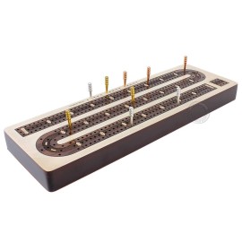 House of Cribbage - 3 Track Continuous Cribbage Board Inlaid in Rosewood - Maple Wood - Size: 12.5 Inches - Storage Drawer for Cribbage Pegs House of Cribbage - 3 Track Continuous Cribbage Board Inlaid in Rosewood - Maple Wood - Size: 12.5 Inches - Storage Drawer for Cribbage Pegs