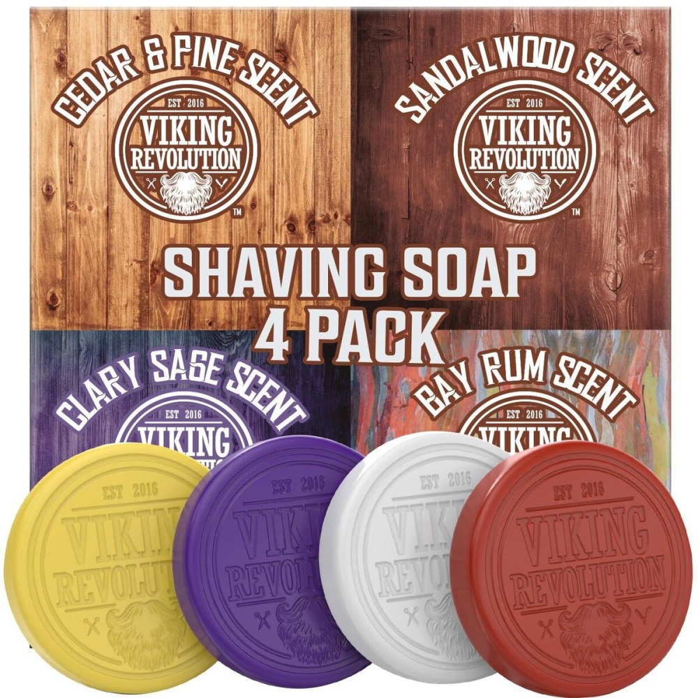 Viking Revolution Shaving Soap for Men - Shave Soap for Use with Shaving Brush and Bowl for Smoothest Wet Shave, Shaving Soap Puck - 4 Pack Variety, Each Pack 2.5oz Viking Revolution Shaving Soap for Men - Shave Soap for Use with Shaving Brush and Bowl for Smoothest Wet Shave, Shaving Soap Puck - 4 Pack Variety, Each Pack 2.5oz