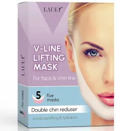 V Shaped Contouring Face Mask Line Shaping Lifting Belt Neck Reduction Jawline Shaper Lift Up Tape Enhancer Face Patch Firming Tightening Skin Chin Collagen Mask Hyaluronic Acid Aloe Vera 5 pcs
