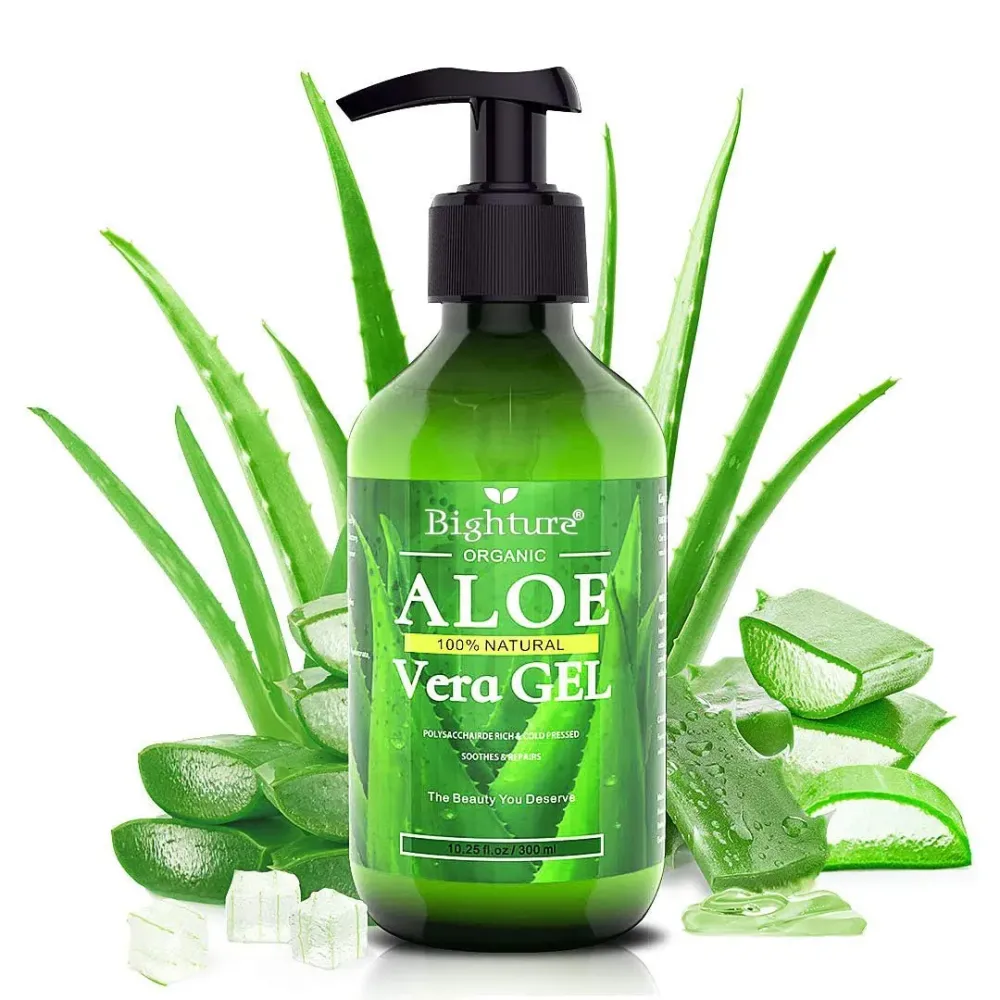 BIGHTURE Aloe Vera Gel, 100% Aloe Vera Organic from Freshly Cut Aloe Leaves, Skin Care for Deeply & Rapidly Soothing, Firming, After Shave, Sunburn Relieve, etc BIGHTURE Aloe Vera Gel, 100% Aloe Vera Organic from Freshly Cut Aloe Leaves, Skin Care for Deeply & Rapidly Soothing, Firming, After Shave, Sunburn Relieve, etc