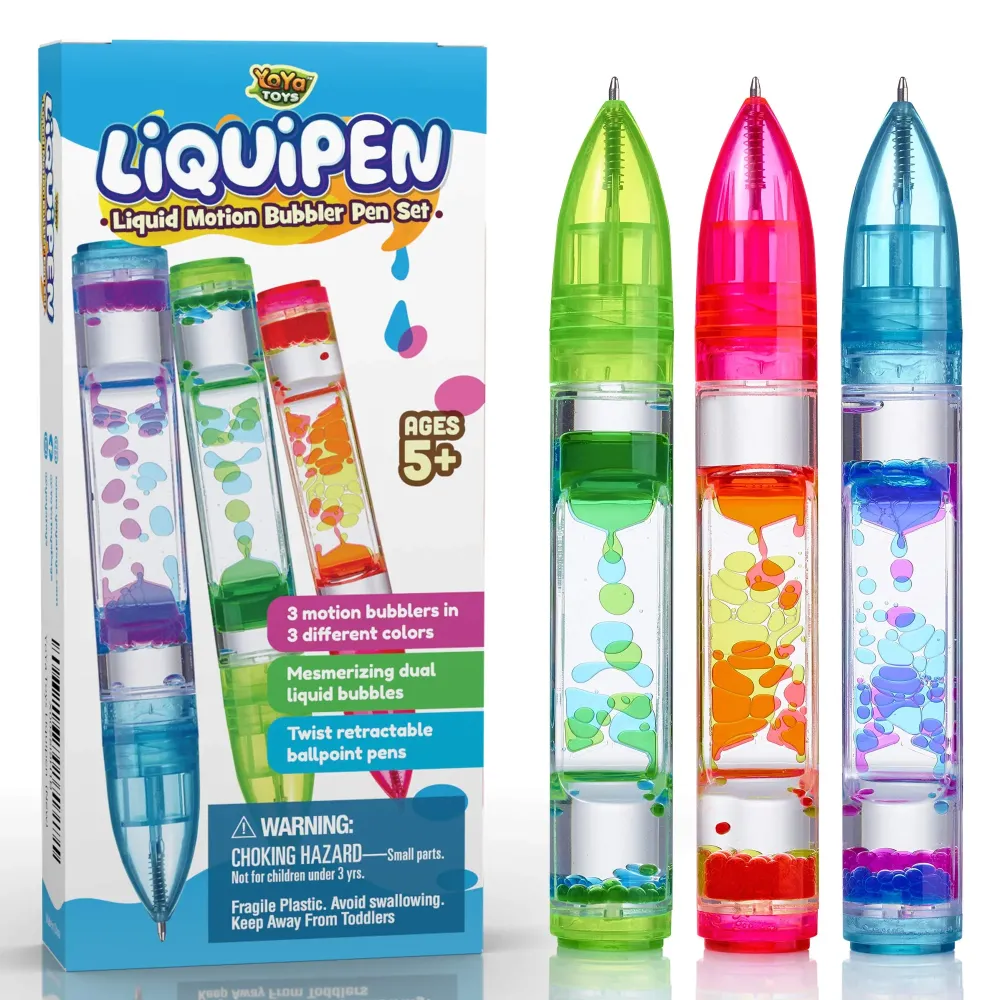 Yoya Liquipen - Liquid Motion Bubbler Pens Toy (3 Pack) - Writes Like a Regular Pen - Colorful Timer Pens Great for Stress and Anxiety Relief - Cool Fidget Toys for Kids and Adults Yoya Liquipen - Liquid Motion Bubbler Pens Toy (3 Pack) - Writes Like a Regular Pen - Colorful Timer Pens Great for Stress and Anxiety Relief - Cool Fidget Toys for Kids and Adults