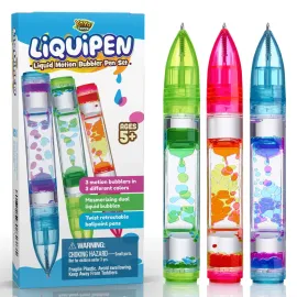 Yoya Liquipen - Liquid Motion Bubbler Pens Toy (3 Pack) - Writes Like a Regular Pen - Colorful Timer Pens Great for Stress and Anxiety Relief - Cool Fidget Toys for Kids and Adults Yoya Liquipen - Liquid Motion Bubbler Pens Toy (3 Pack) - Writes Like a Regular Pen - Colorful Timer Pens Great for Stress and Anxiety Relief - Cool Fidget Toys for Kids and Adults