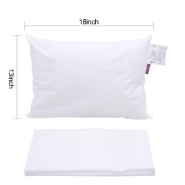 ZPECC Toddler Pillow with Pillowcase - 13x18 Organic Cotton Hypoallergenic Small Kids Travel Pillow for Sleeping Crib Daycare Nursery Stroller (Intended for Age 2 and up) White Stripe ZPECC Toddler Pillow with Pillowcase - 13x18 Organic Cotton Hypoallergenic Small Kids Travel Pillow for Sleeping Crib Daycare Nursery Stroller (Intended for Age 2 and up) White Stripe