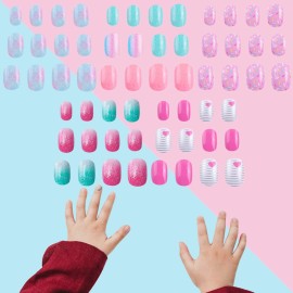 SIUSIO 120 Pcs 5 Pack Children Acrylic Fake Nails Press on Pre-glue Full Cover Glitter Gradient Color Rainbow Short False Nail Art Kits Set for Kids Little Girls - Multicolor Gradient Series SIUSIO 120 Pcs 5 Pack Children Acrylic Fake Nails Press on Pre-glue Full Cover Glitter Gradient Color Rainbow Short False Nail Art Kits Set for Kids Little Girls - Multicolor Gradient Series