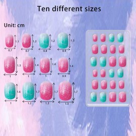 SIUSIO 120 Pcs 5 Pack Children Acrylic Fake Nails Press on Pre-glue Full Cover Glitter Gradient Color Rainbow Short False Nail Art Kits Set for Kids Little Girls - Multicolor Gradient Series SIUSIO 120 Pcs 5 Pack Children Acrylic Fake Nails Press on Pre-glue Full Cover Glitter Gradient Color Rainbow Short False Nail Art Kits Set for Kids Little Girls - Multicolor Gradient Series