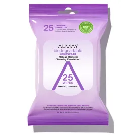 Almay Face Makeup Remover Wipes, Longwear & Waterproof, Hypoallergenic, Fragrance Free, Dermatologist & Ophthalmologist Tested, 25 Count (Pack of 1)
