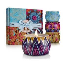 Scented Candles Gift Set, 8% Essential Oil, 4 Pack Aromatherapy Candle, Stress Relief Gifts for Women,120H Burning, Candles for Home Scented, Ideal for Birthday, Christmas, Thanksgiving, Mother\'s Day