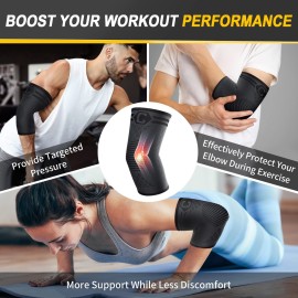 CAMBIVO 2 Pack Elbow Brace for Tendonitis, Tennis Elbow Compression Support Sleeve for Golfers Elbow Pain Relief, Arthritis, Bursitis, Workout, Weightlifting (Black,X-Large)