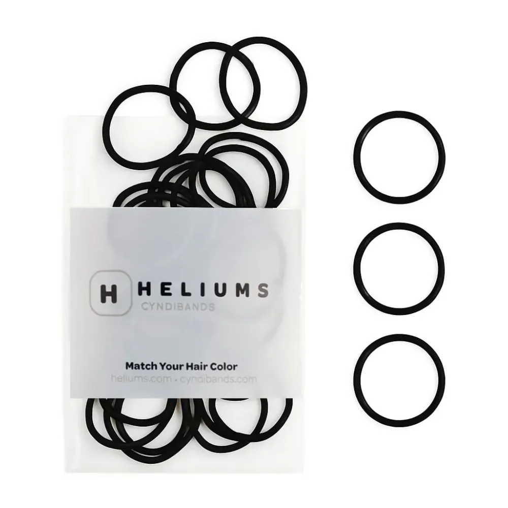 Heliums Small Hair Ties - Black - No Damage Mini 1 Inch Reusable 2mm Elastics for Thin Hair and Kids, Neutral Ponytail Holders - 48 Count