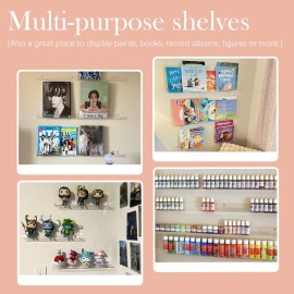 FEMELI Nail Polish Wall Rack: 6 Shelves 15 Inch Clear Acrylic Nail Polish Organizer for 66-90 Bottles Multi-Purpose Acrylic Floating Shelves (15 Inch, Clear) FEMELI Nail Polish Wall Rack: 6 Shelves 15 Inch Clear Acrylic Nail Polish Organizer for 66-90 Bottles Multi-Purpose Acrylic Floating Shelves (15 Inch, Clear)
