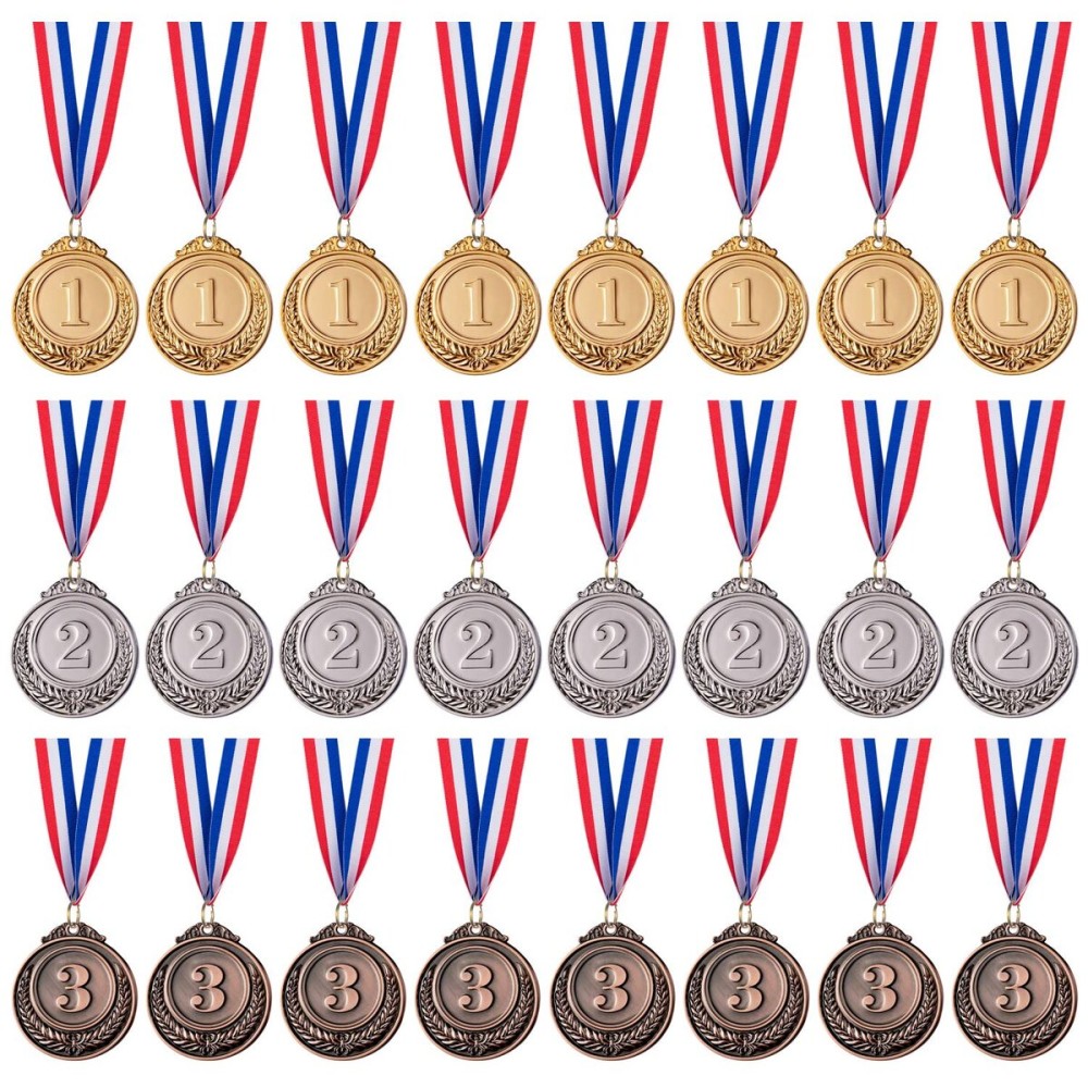 Favide 24 Pieces Gold Silver Bronze Award Medals-Winner Medals Gold Silver Bronze Prizes for Competitions, Party,Olympic Style, 2 Inches Favide 24 Pieces Gold Silver Bronze Award Medals-Winner Medals Gold Silver Bronze Prizes for Competitions, Party,Olympic Style, 2 Inches