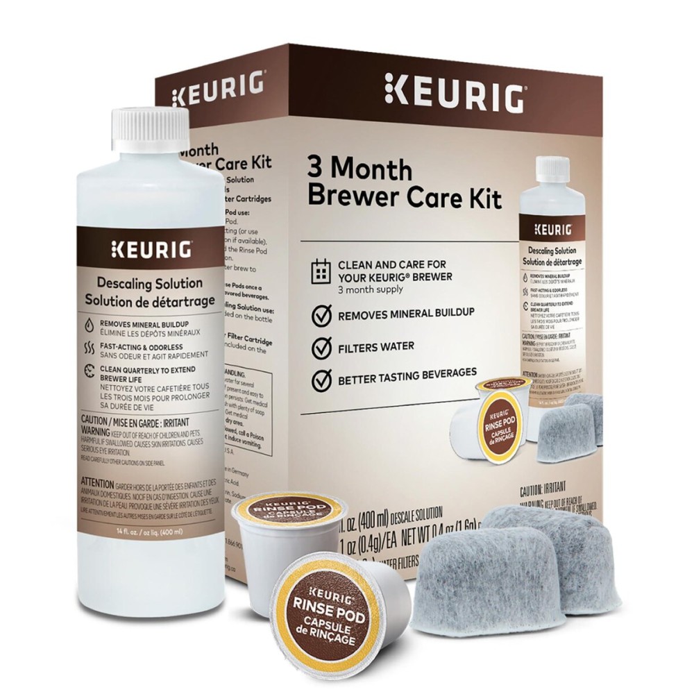 Keurig 3-Month Brewer Maintenance Kit Includes Descaling Solution, Water Filter Cartridges & Rinse Pods, Compatible Classic/1.0 & 2.0 K-Cup Coffee Makers, 7 Count Keurig 3-Month Brewer Maintenance Kit Includes Descaling Solution, Water Filter Cartridges & Rinse Pods, Compatible Classic/1.0 & 2.0 K-Cup Coffee Makers, 7 Count