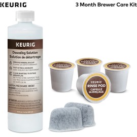 Keurig 3-Month Brewer Maintenance Kit Includes Descaling Solution, Water Filter Cartridges & Rinse Pods, Compatible Classic/1.0 & 2.0 K-Cup Coffee Makers, 7 Count Keurig 3-Month Brewer Maintenance Kit Includes Descaling Solution, Water Filter Cartridges & Rinse Pods, Compatible Classic/1.0 & 2.0 K-Cup Coffee Makers, 7 Count