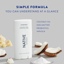 Native Deodorant | Natural Deodorant for Men, Aluminum Free with Baking Soda, Probiotics, Coconut Oil and Shea Butter | Charcoal Native Deodorant | Natural Deodorant for Men, Aluminum Free with Baking Soda, Probiotics, Coconut Oil and Shea Butter | Charcoal