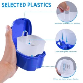 KISEER 2 Pack Colors Denture Bath Case Cup Box Holder Storage Soak Container with Strainer Basket for Travel Cleaning (Light Blue and Blue) KISEER 2 Pack Colors Denture Bath Case Cup Box Holder Storage Soak Container with Strainer Basket for Travel Cleaning (Light Blue and Blue)