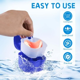 KISEER 2 Pack Colors Denture Bath Case Cup Box Holder Storage Soak Container with Strainer Basket for Travel Cleaning (Light Blue and Blue) KISEER 2 Pack Colors Denture Bath Case Cup Box Holder Storage Soak Container with Strainer Basket for Travel Cleaning (Light Blue and Blue)