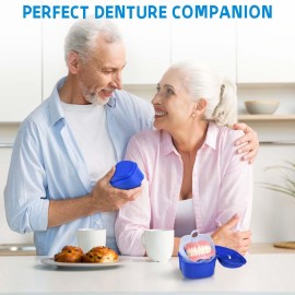 KISEER 2 Pack Colors Denture Bath Case Cup Box Holder Storage Soak Container with Strainer Basket for Travel Cleaning (Light Blue and Blue) KISEER 2 Pack Colors Denture Bath Case Cup Box Holder Storage Soak Container with Strainer Basket for Travel Cleaning (Light Blue and Blue)