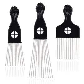 LEADUWAY Hair Picks - Black Metal Afro Combs for Hair Styling, Fist Pick for Women and Men LEADUWAY Hair Picks - Black Metal Afro Combs for Hair Styling, Fist Pick for Women and Men