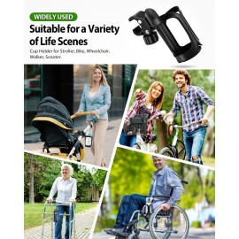 2 Pack Stroller Drink Holders, Universal Cup and Bottle Holder for Trolleys, Walkers and Bikes 2 Pack Stroller Drink Holders, Universal Cup and Bottle Holder for Trolleys, Walkers and Bikes