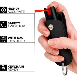 FIGHTSENSE Self Defense Pepper Spray - 1/2 oz Compact Size Maximum Strength Police Grade Formula Best Self Defense Tool for Women W/Leather Pouch Keychain (Pink) FIGHTSENSE Self Defense Pepper Spray - 1/2 oz Compact Size Maximum Strength Police Grade Formula Best Self Defense Tool for Women W/Leather Pouch Keychain (Pink)