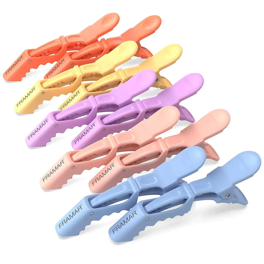FRAMAR Pastel Alligator Hair Clips 10 Pack - Professional Styling Clips for Hair, Salon Quality Plastic Alligator Clips FRAMAR Pastel Alligator Hair Clips 10 Pack - Professional Styling Clips for Hair, Salon Quality Plastic Alligator Clips