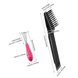 Boao 2 Pieces Hair Brush Cleaning Tool Comb Set Mini Hair Brush Dirt Remover with Metal Wire Rake for Removing Hair Dust Home and Salon Use(Pink and Black)