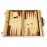 15-inch Wood Backgammon Set - Black/Zebra Wood Board - Oak Inlaid Field