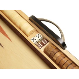 15-inch Wood Backgammon Set - Black/Zebra Wood Board - Oak Inlaid Field 15-inch Wood Backgammon Set - Black/Zebra Wood Board - Oak Inlaid Field