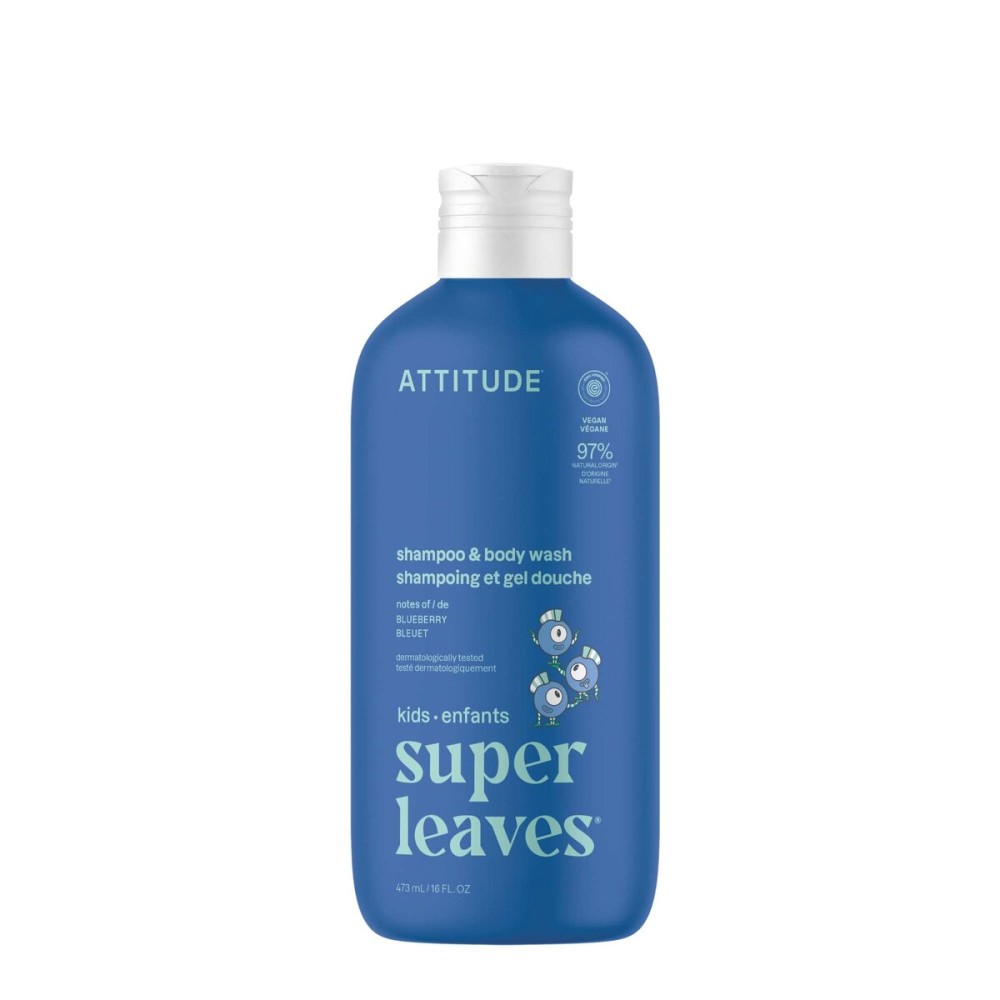 ATTITUDE Shampoo and Body Wash for Kids, EWG Verified Hair and Body Cleanser, Dermatologically Tested Soap, Plant and Mineral Based Bath Products, Vegan, Blueberry, 16 Fl Oz ATTITUDE Shampoo and Body Wash for Kids, EWG Verified Hair and Body Cleanser, Dermatologically Tested Soap, Plant and Mineral Based Bath Products, Vegan, Blueberry, 16 Fl Oz