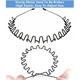 bodbop Metal Hair Band for Men Headband Women Bands Unisex Black Wavy Spring Outdoor Sports Headbands Men\'s Hoop Clips Accessories Simple Elastic Non Slip Head Headwear